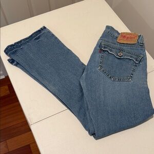 Levi's 527 Y2K Slouch Low Rise Flare Slightly Distressed Med Wash Curve Hugging